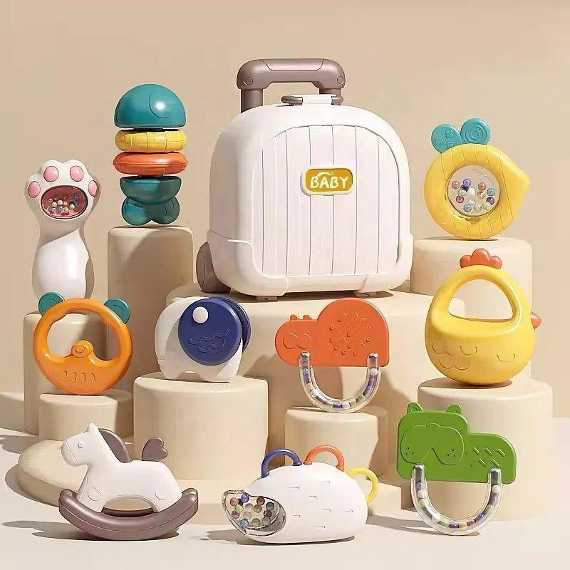 10pcs Rattle Toys Set with Suitcase for Infants | Safe and Fun Developmental Toy