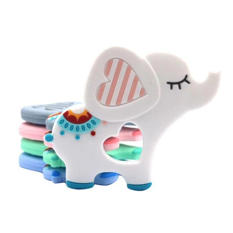 White Elephant Silicone Baby Teether Toy